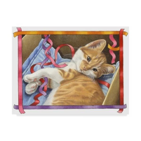 Francien Van Westering 'Kitten And Ribbon' Canvas Art, 24x32, Trademark Fine Art, Mfr#: ALI34735-C2432GG